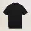 Polo de manga corta para hombre en lana merino azul marino Polo de manga corta para hombre en lana merino azul marino
