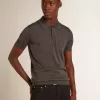 Polo de manga corta para hombre en lana merino gris Polo de manga corta para hombre en lana merino gris