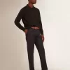 Polo de manga larga para hombre en lana merino negra Polo de manga larga para hombre en lana merino negra