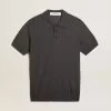 Polo de manga corta para hombre en lana merino gris Polo de manga corta para hombre en lana merino gris