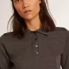 Polo de mujer en lana merino antracita Polo de mujer en lana merino antracita