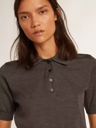 Polo de mujer en lana merino antracita