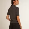 Polo de mujer en lana merino antracita Polo de mujer en lana merino antracita