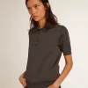 Polo de mujer en lana merino antracita Polo de mujer en lana merino antracita