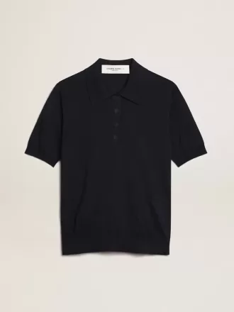 Polo de mujer en lana merino azul marino