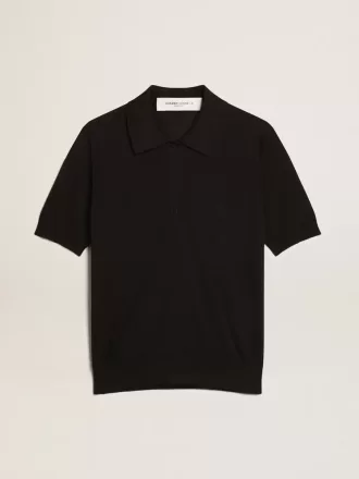 Polo de mujer en lana merino negra
