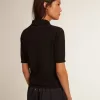 Polo de mujer en lana merino negra Polo de mujer en lana merino negra