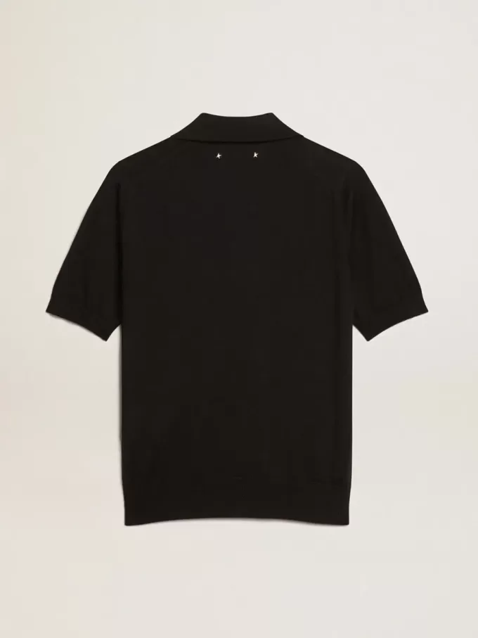 Polo de mujer en lana merino negra Polo de mujer en lana merino negra