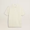 Polo de punto jacquard blanco para hombre Polo de punto jacquard blanco para hombre