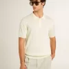 Polo de punto jacquard blanco para hombre Polo de punto jacquard blanco para hombre