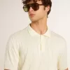 Polo de punto jacquard blanco para hombre Polo de punto jacquard blanco para hombre