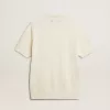 Polo de punto jacquard blanco para hombre Polo de punto jacquard blanco para hombre