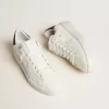 Purestar con estrella de cuero blanco y lengüeta del talón de cuero ciruela