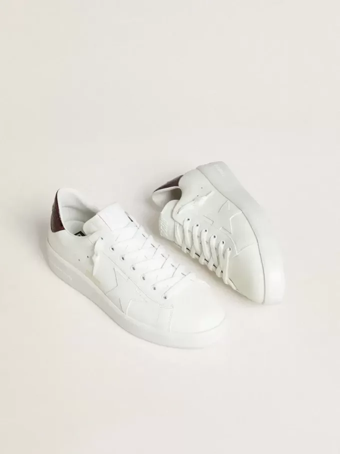 Purestar para hombre con estrella de cuero blanco y lengüeta del talón de cuero con estampado de cocodrilo burdeos Purestar para hombre con estrella de cuero blanco y lengüeta del talón de cuero con estampado de cocodrilo burdeos