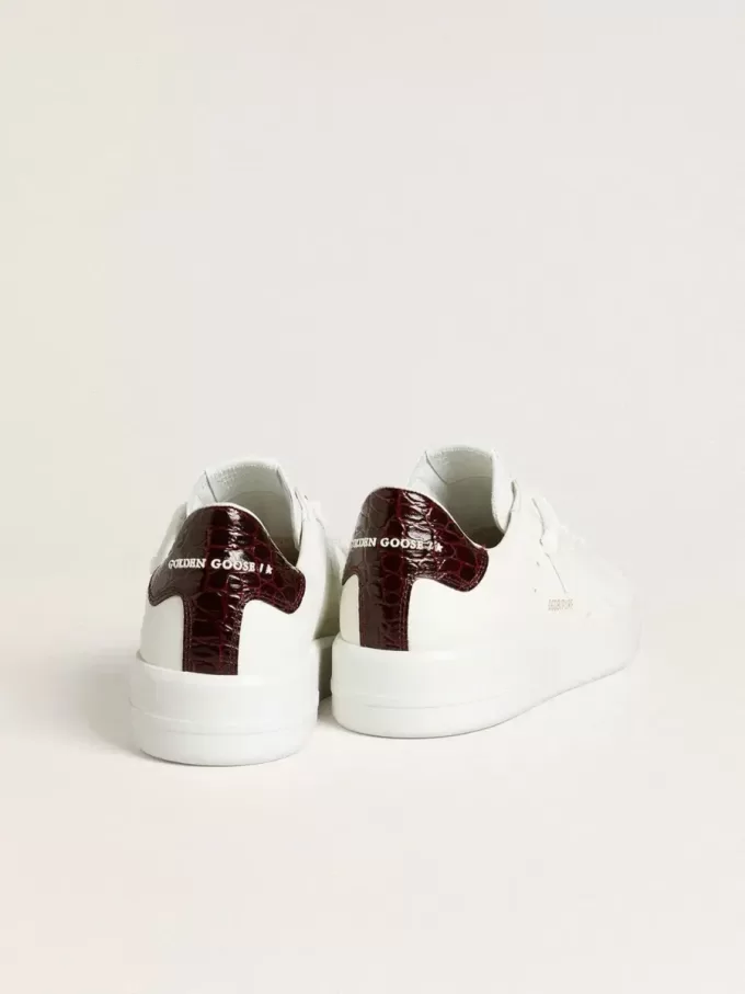 Purestar para hombre con estrella de cuero blanco y lengüeta del talón de cuero con estampado de cocodrilo burdeos Purestar para hombre con estrella de cuero blanco y lengüeta del talón de cuero con estampado de cocodrilo burdeos