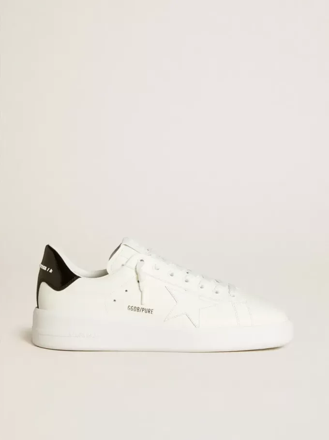 Purestar para hombre con estrella de cuero y lengüeta del talón de charol negro