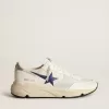 Running Sole en piel blanca y malla con estrella de piel laminada azul Running Sole en piel blanca y malla con estrella de piel laminada azul