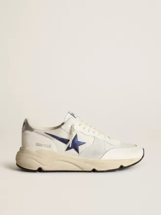 Running Sole en piel blanca y malla con estrella de piel laminada azul