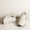 Running Sole en piel blanca y malla con estrella de piel laminada azul Running Sole en piel blanca y malla con estrella de piel laminada azul