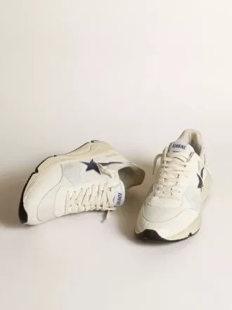 Running Sole en piel blanca y malla con estrella de piel laminada azul