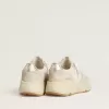 Running Sole para mujer en lona con estrella beige y lengüeta del talón en piel metalizada platino Running Sole para mujer en lona con estrella beige y lengüeta del talón en piel metalizada platino