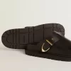 Sabot Lucy para mujer en piel negra brillante con hebilla metálica dorada Sabot Lucy para mujer en piel negra brillante con hebilla metálica dorada