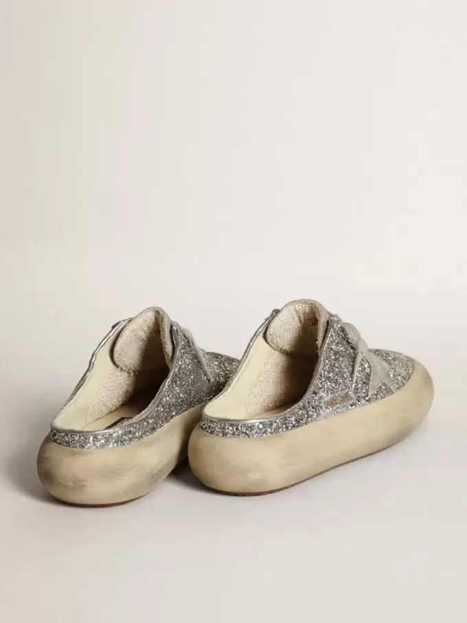 Sabot Space-Star para mujer con purpurina, estrella gris hielo y lengüeta