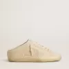 Sabot Super-Star para mujer en lona beige con abalorios bordados y estrella de ante beige Sabot Super-Star para mujer en lona beige con abalorios bordados y estrella de ante beige