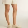 Sabot Super-Star para mujer en lona beige con abalorios bordados y estrella de ante beige Sabot Super-Star para mujer en lona beige con abalorios bordados y estrella de ante beige