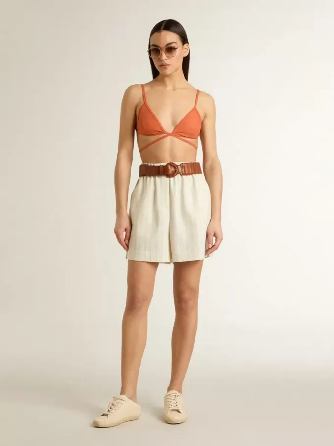 Sabot Super-Star para mujer en lona beige con abalorios bordados y estrella de ante beige Sabot Super-Star para mujer en lona beige con abalorios bordados y estrella de ante beige