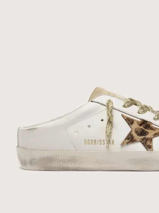 Sabots Super-Star con estrella de piel de potro y lengüeta de ante beige Sabots Super-Star con estrella de piel de potro y lengüeta de ante beige