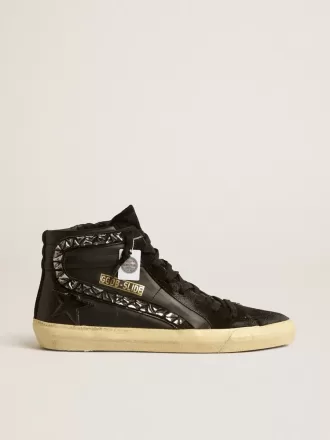 Sandalias de cuero con estrella negra y cristales Swarovski