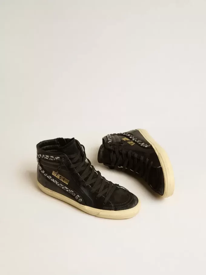 Sandalias de cuero con estrella negra y cristales Swarovski Sandalias de cuero con estrella negra y cristales Swarovski