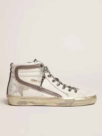 Sandalias de mujer con estrella en ante blanco y detalle de cuero