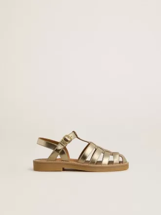 Sandalias Junior Maxime en piel metalizada dorada