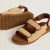 Sandalias Junior Noa en rafia beige y cuero marrón Sandalias Junior Noa en rafia beige y cuero marrón