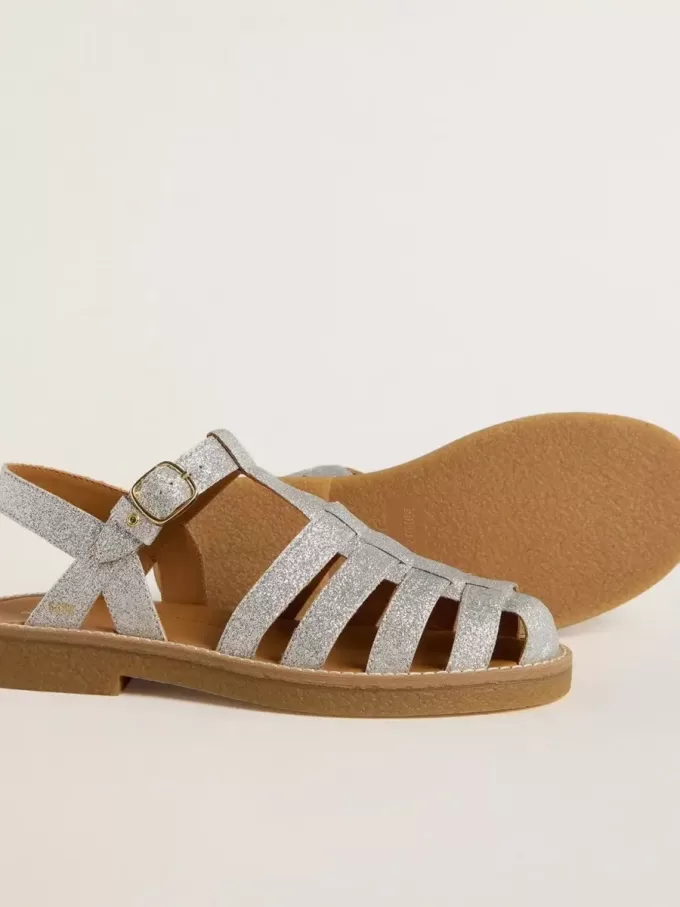 Sandalias Maxime Junior en plata con microglitter Sandalias Maxime Junior en plata con microglitter