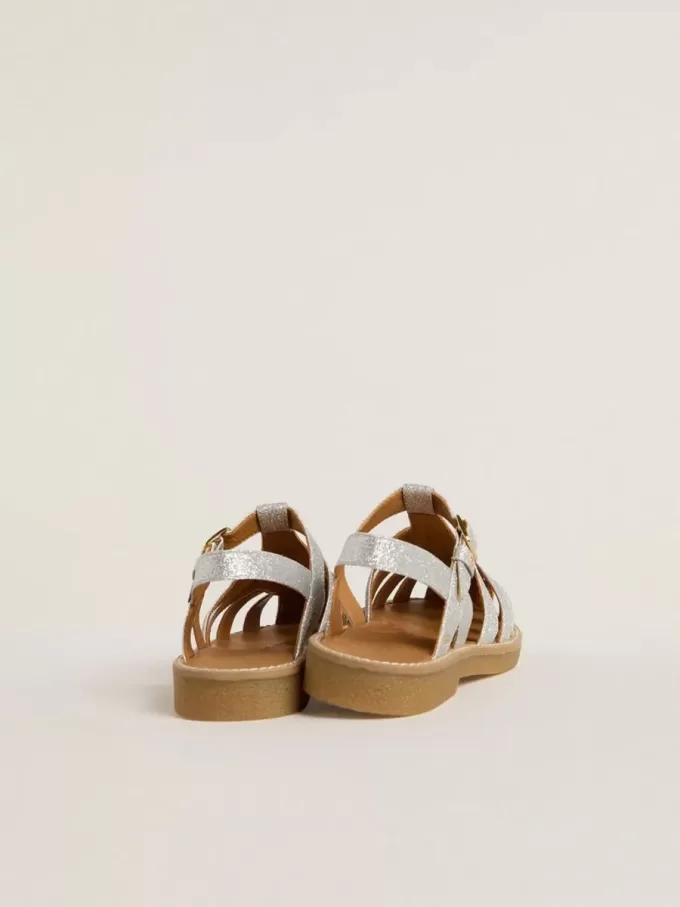 Sandalias Maxime Junior en plata con microglitter Sandalias Maxime Junior en plata con microglitter