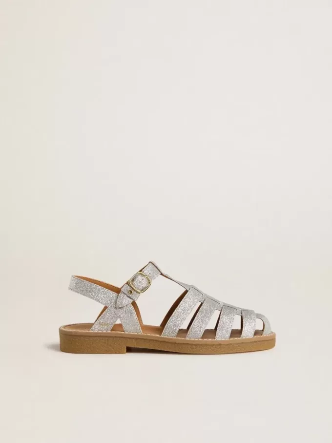 Sandalias Maxime Young en plata con microglitter Sandalias Maxime Young en plata con microglitter