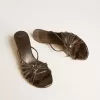 Sandalias Nico con tacón bajo en piel gris metalizada Sandalias Nico con tacón bajo en piel gris metalizada