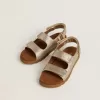Sandalias Noa Junior en microbrillo y piel platino Sandalias Noa Junior en microbrillo y piel platino
