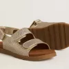 Sandalias Noa Junior en microbrillo y piel platino Sandalias Noa Junior en microbrillo y piel platino