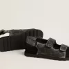 Sandalias Noa Junior en piel negra desgastada Sandalias Noa Junior en piel negra desgastada