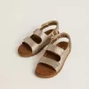 Sandalias Noa Young en microbrillo y piel platino