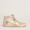 Sandalias para mujer con estrella de ante gris hielo y destello blanco