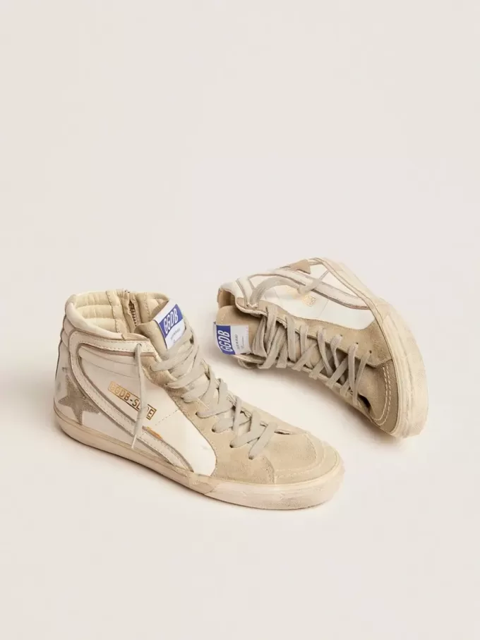 Sandalias para mujer con estrella de ante gris hielo y destello blanco
