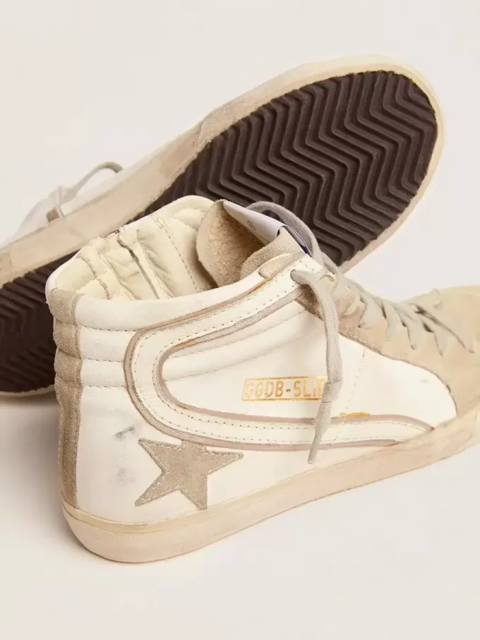 Sandalias para mujer con estrella de ante gris hielo y destello blanco