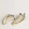 Sandalias para mujer en piel de potro con estampado de cebra y detalle en piel laminada verde Sandalias para mujer en piel de potro con estampado de cebra y detalle en piel laminada verde