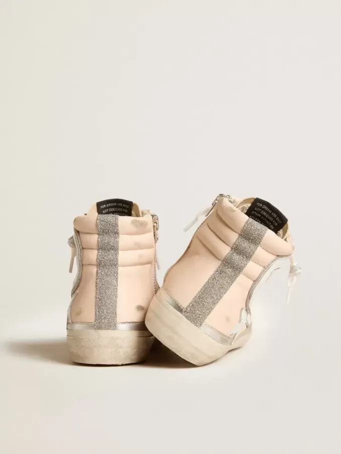 Sandalias Slide LTD para mujer en piel napa rosa con estrella blanca e inserciones de Swarovski Sandalias Slide LTD para mujer en piel napa rosa con estrella blanca e inserciones de Swarovski