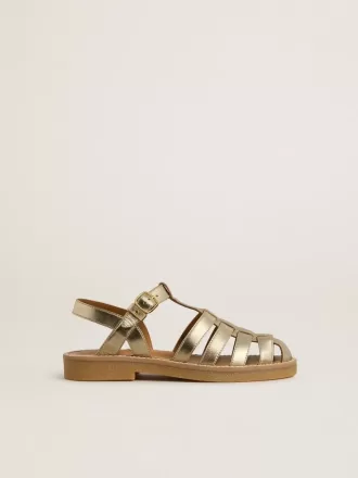 Sandalias Young Maxime en piel metalizada dorada Sandalias Young Maxime en piel metalizada dorada